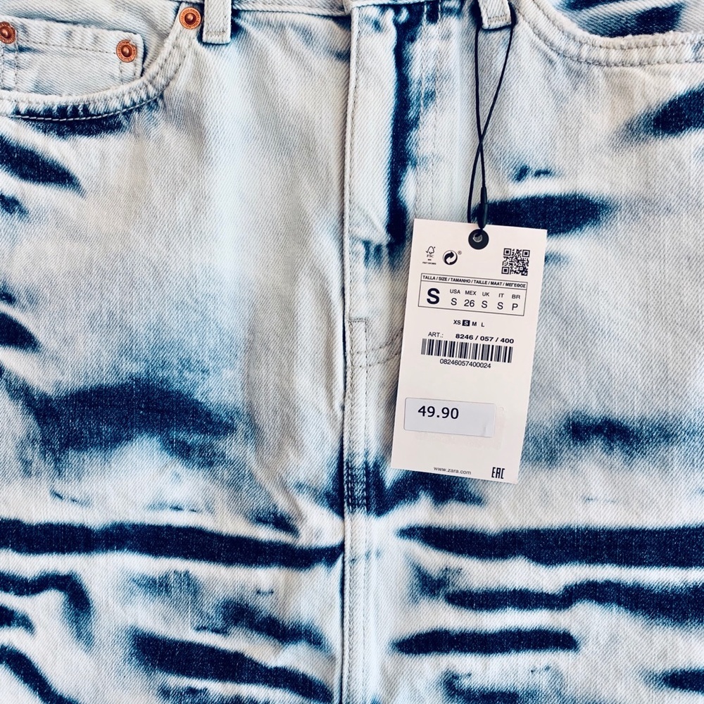 Zara Denim Women’s Mini Skirt In Tie-Dye Size Small NWT - Picture 6 of 8